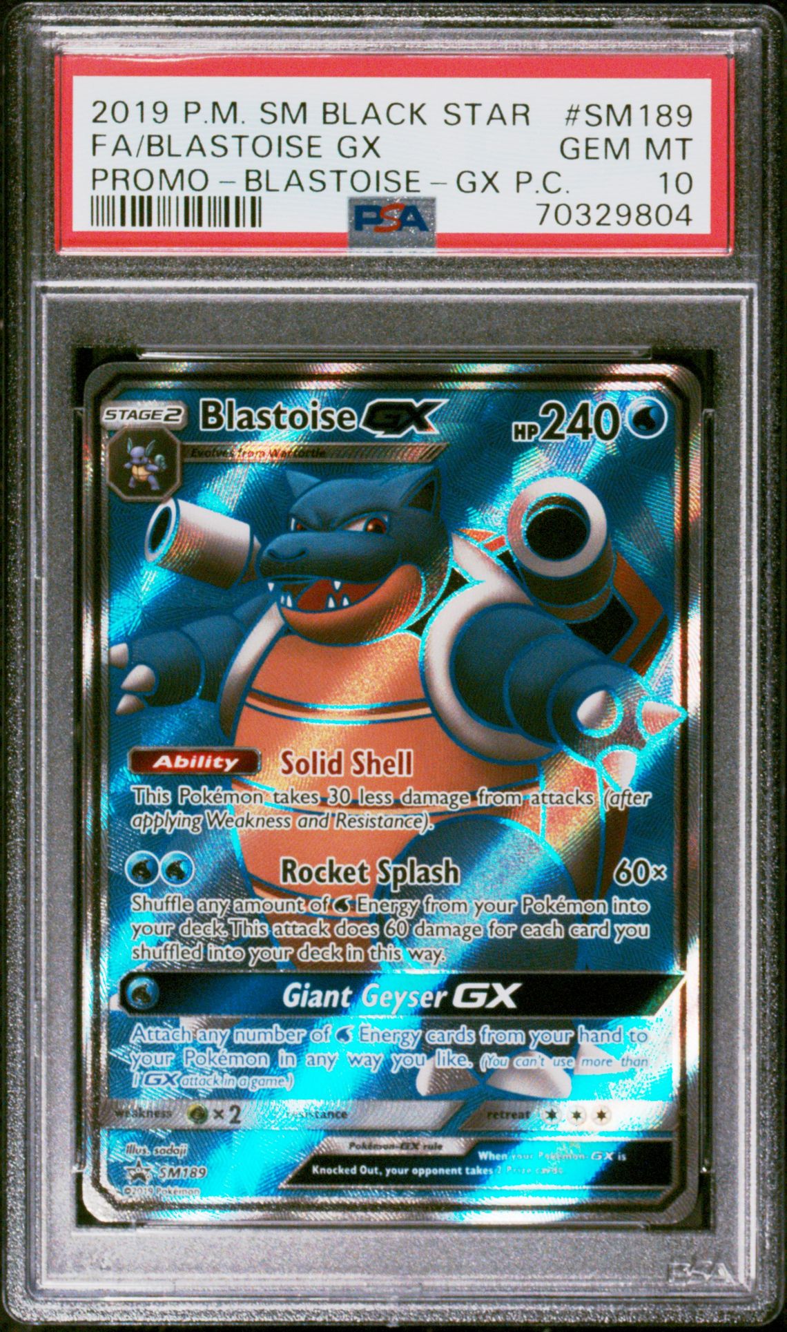 2019 Pokemon Sun & Moon Promo-Blastoise-Gxp.C PROMO-BLASTOISE-GX P.C. #SM189 FA/Blastoise GX front