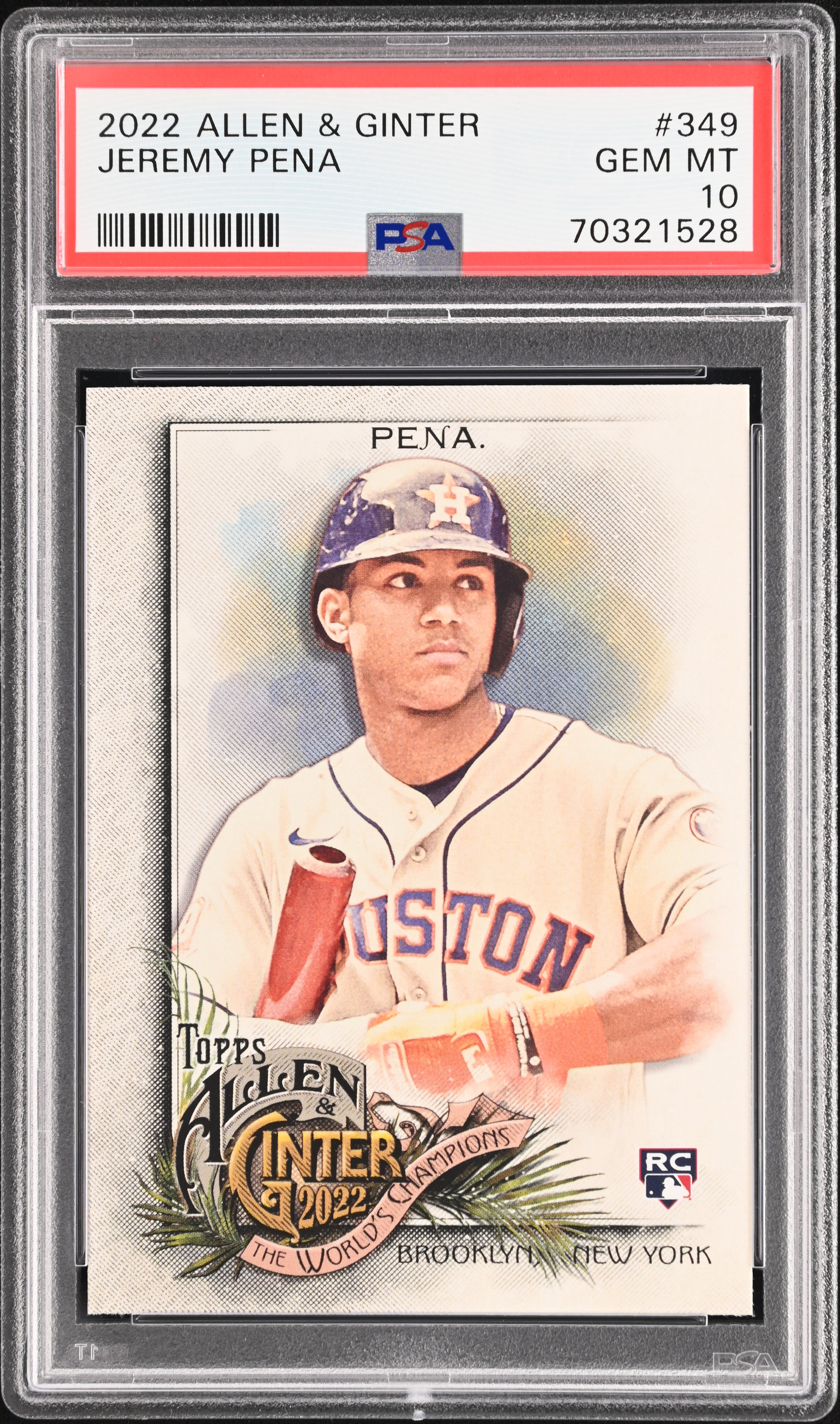 2022 Topps Allen & Ginter #349 Jeremy Pena – PSA GEM MT 10