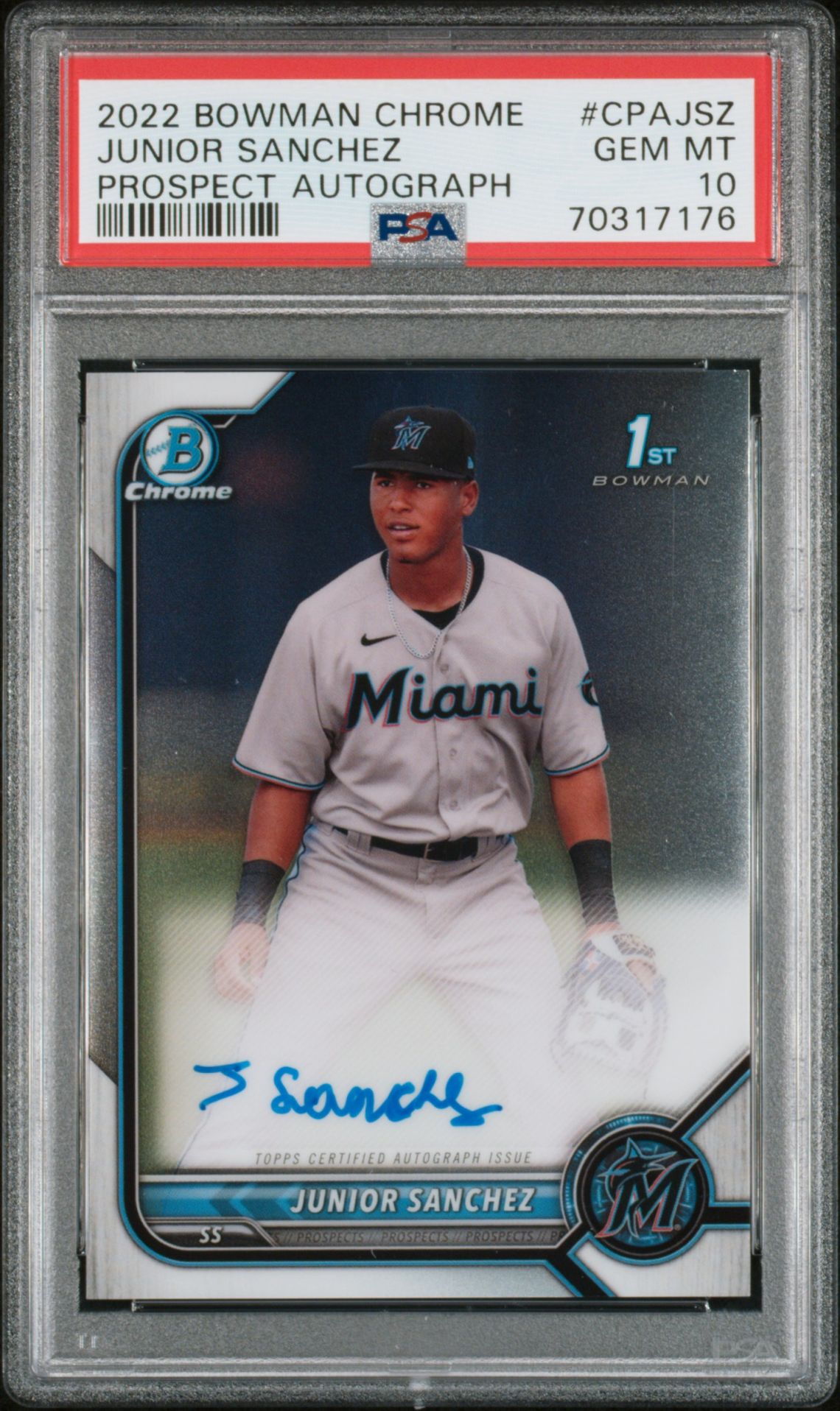2022 Bowman BOWMAN CHROME PROSPECT AUTOGRAPHS #CPAJSZ Junior Sanchez front