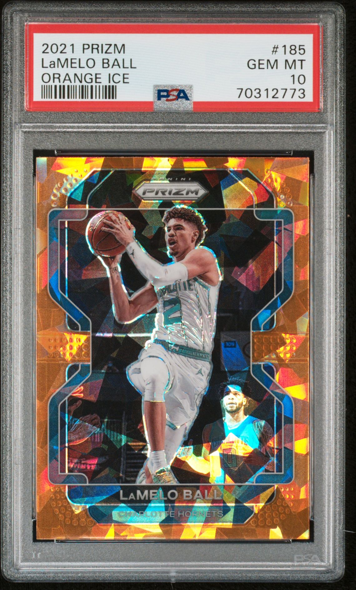 2021 Panini PANINI PRIZM ORANGE ICE #185 Lamelo Ball front