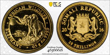 2016 20 S African Elephant Au .50g MS69