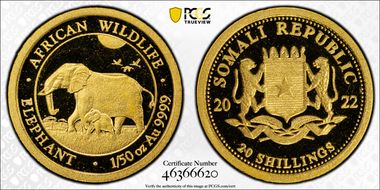 2022 20 S African Elephant Au 1/50oz MS69