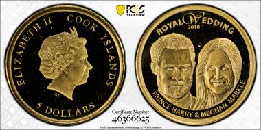 2018 $5 Royal Wedding Prince Harry & Meghan Markle PR69DCAM