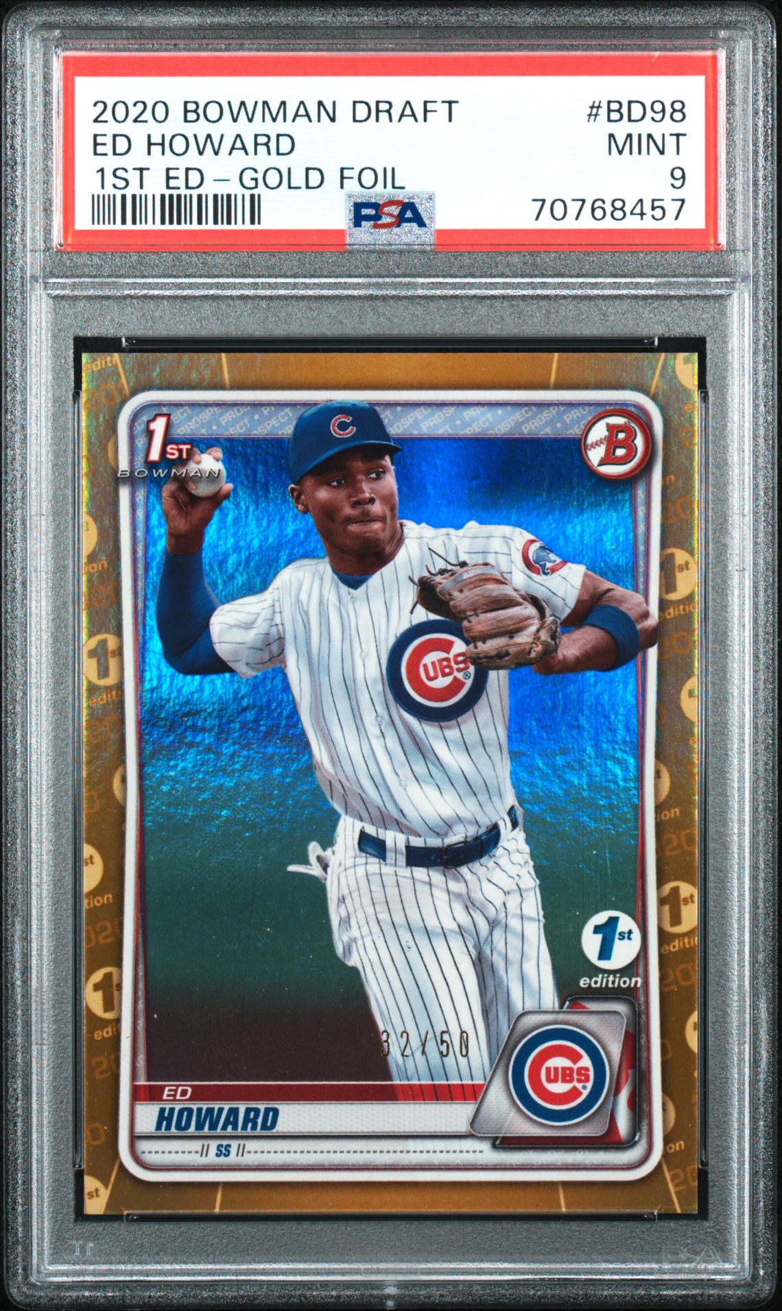 2020 Bowman BOWMAN DRAFT 1ST EDITION GOLD FOIL #BD98 Ed Howard front