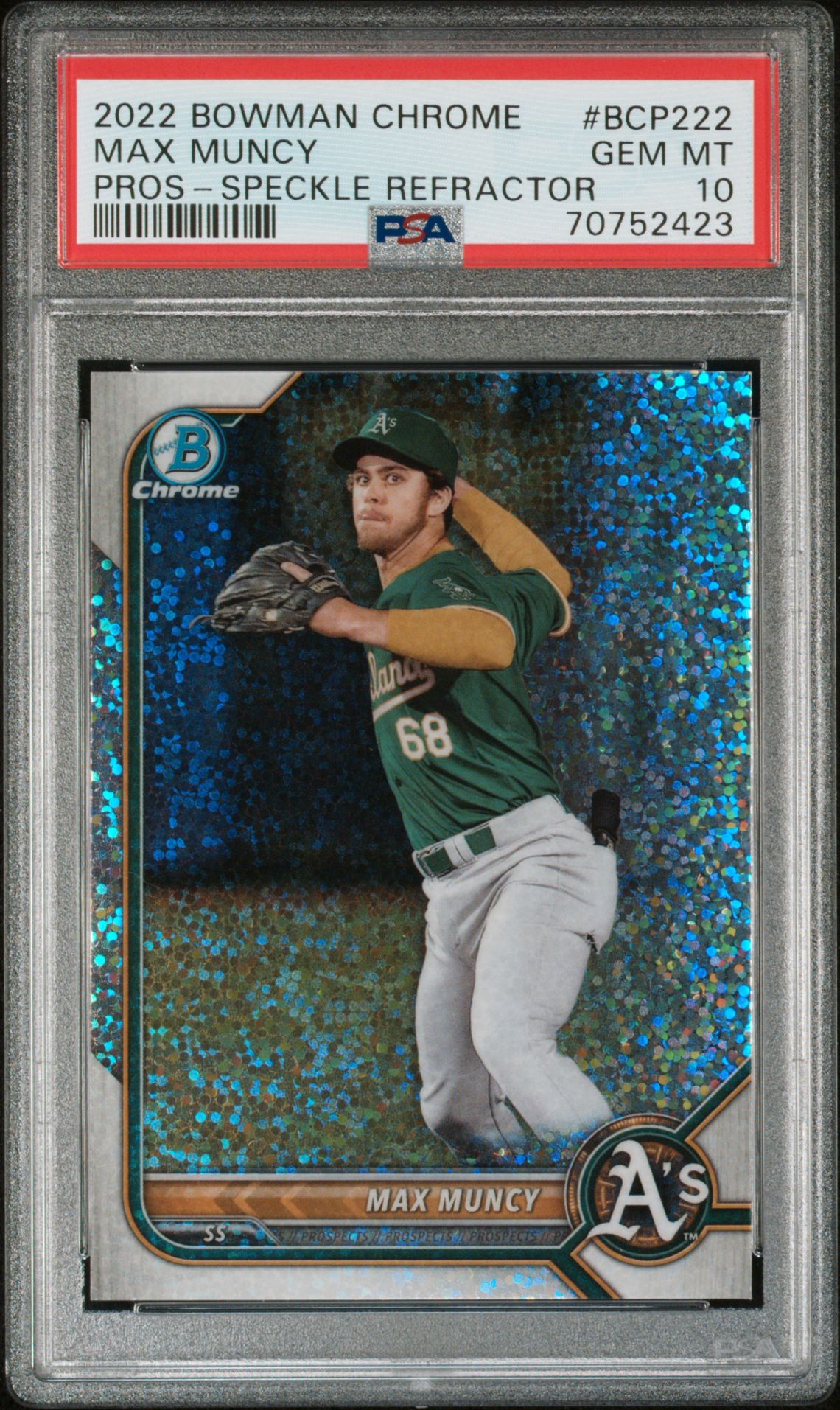 2022 Bowman Chrome BOWMAN CHROME PROSPECTS SPECKLE REFRACTOR #BCP222 Max Muncy front