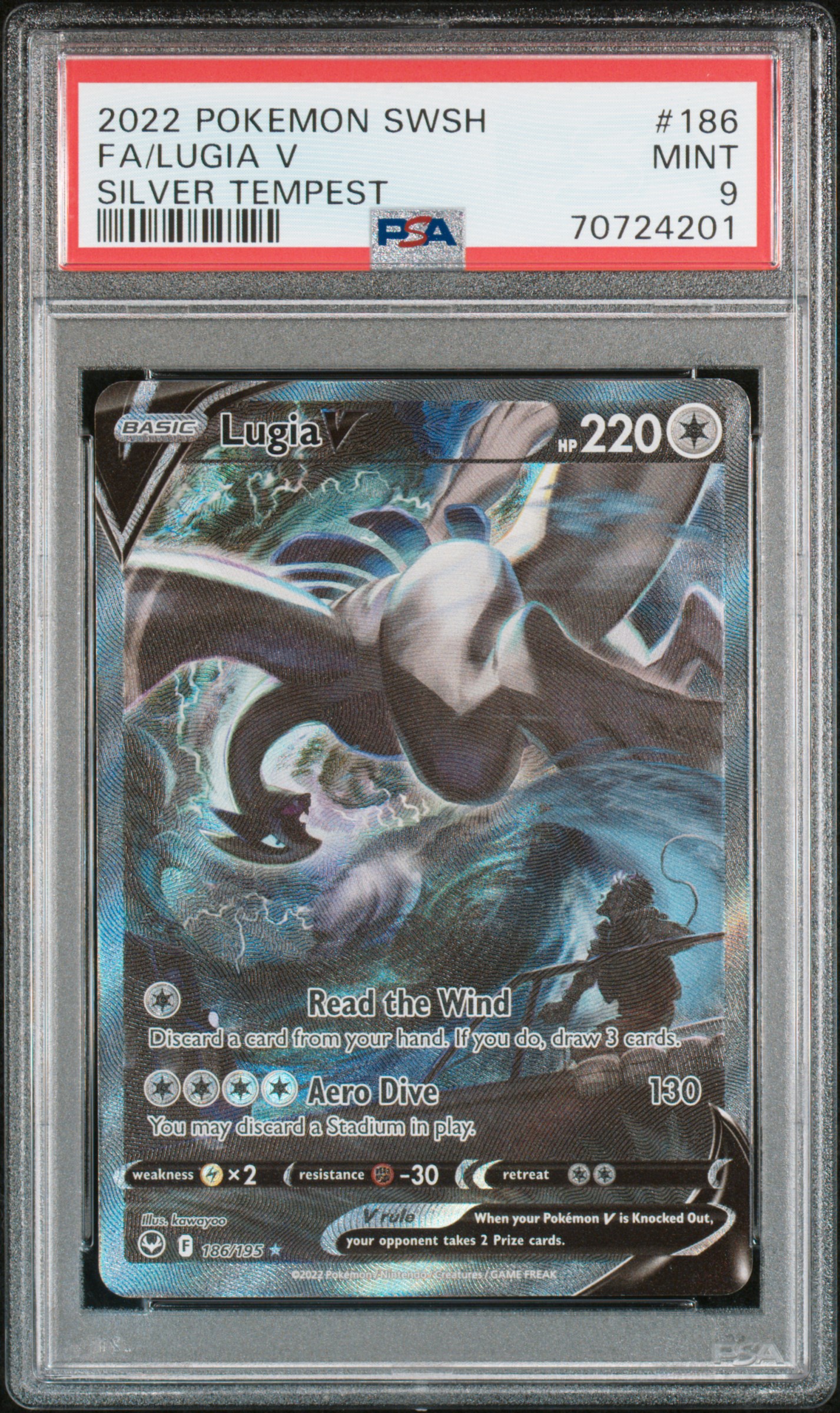 2022 Pokemon Sword & Shield Silver Tempest Fa/Lugia V #186 (Silver Tempest) Mint 9 front