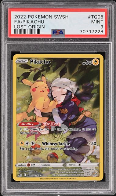 PSA 9 Pikachu Pokemon Lost Origin TG05/TG30 Full Art Card 2022