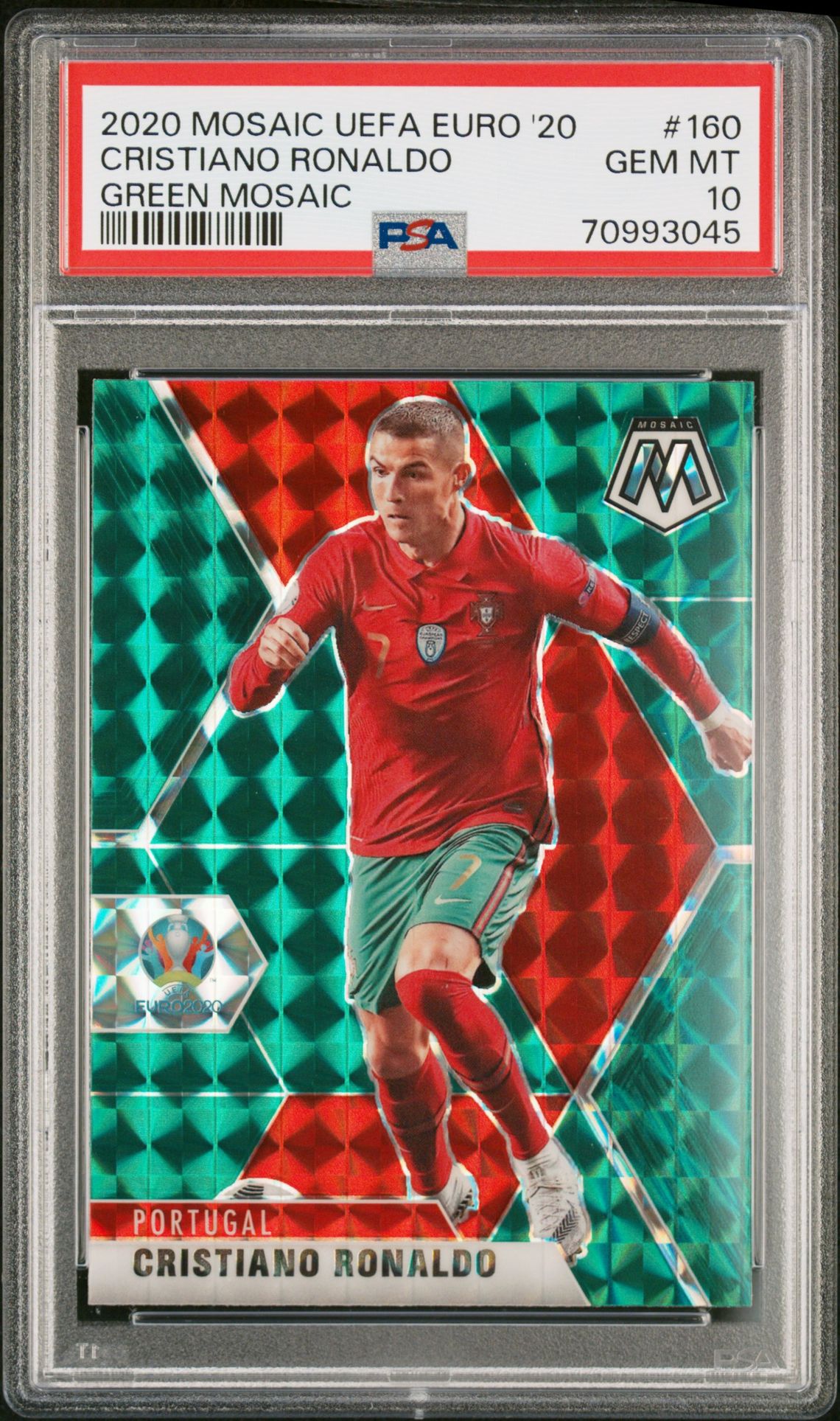 2020 Panini PANINI MOSAIC UEFA EURO 2020 GREEN MOSAIC #160 Cristiano Ronaldo front