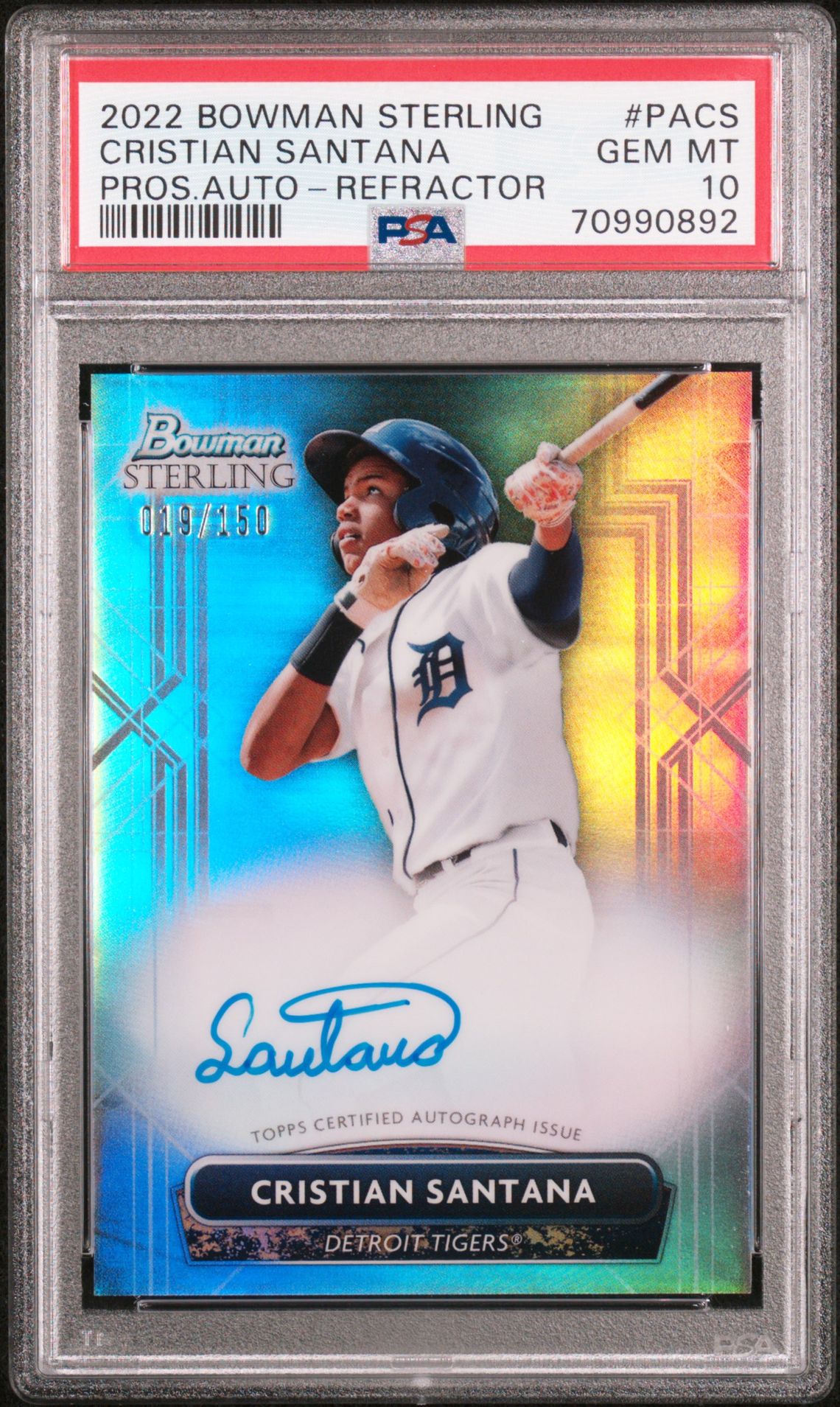 2022 Bowman BOWMAN STERLING PROSPECT AUTOGRAPHS PROS.AUTO-REFRACTOR #PACS Cristian Santana front