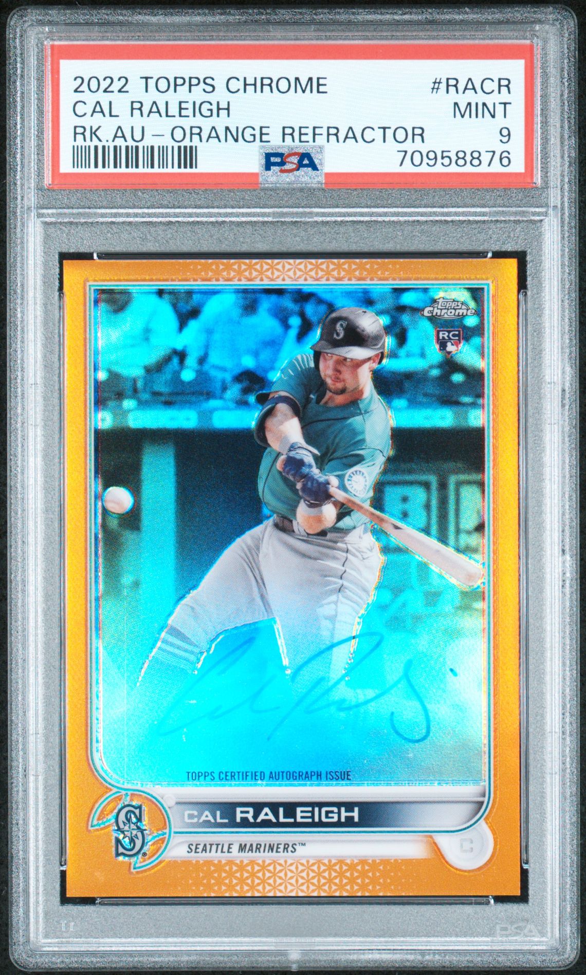 2022 Topps Topps Chrome RK.AU-ORANGE REFRACTOR #RACR Cal Raleigh front