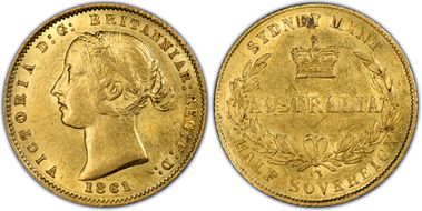 1861-SY 1/2 Sov AU53