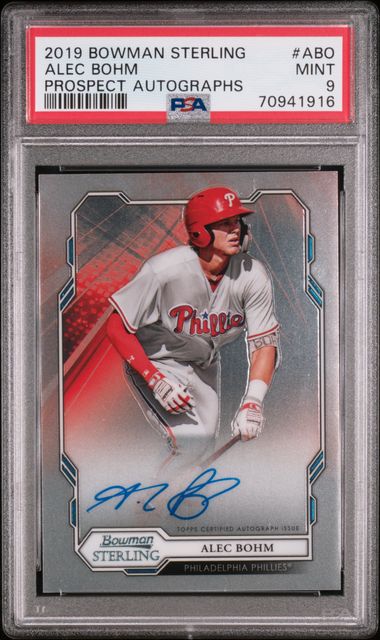 2019 Bowman Sterling Prospect Autographs #ABO Alec Bohm PSA 9 on