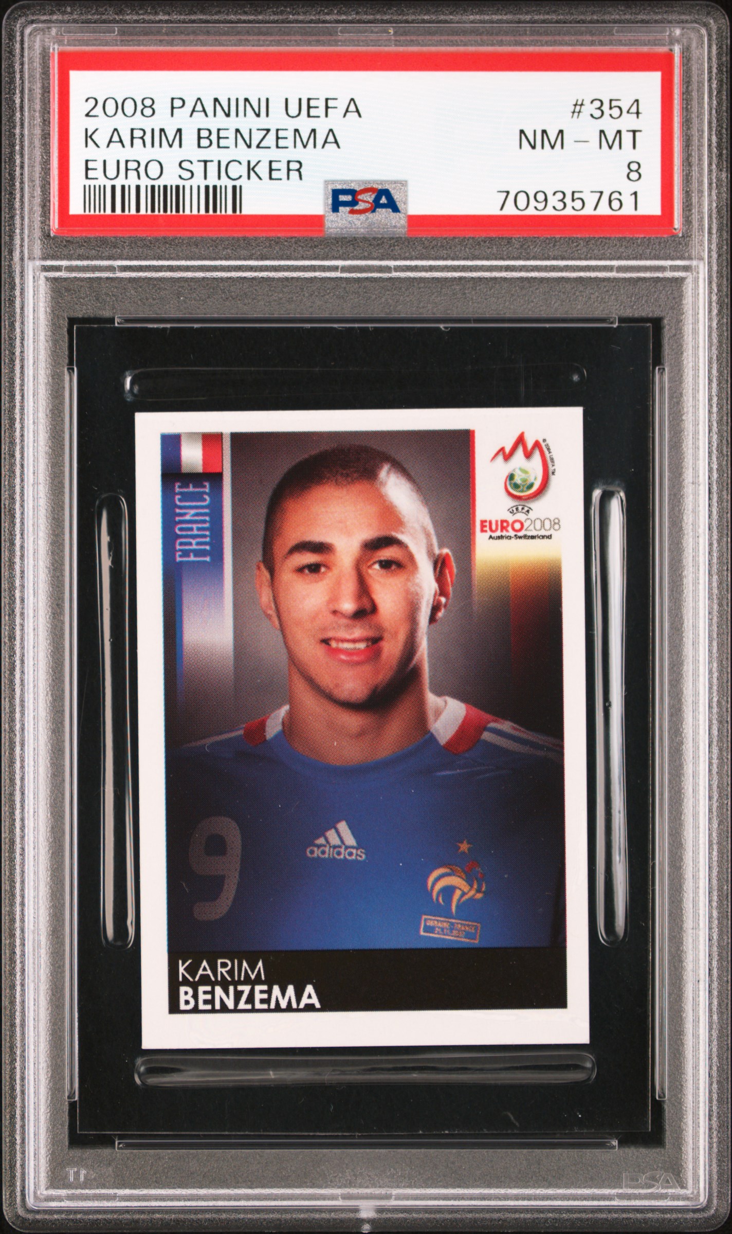 2008 Panini UEFA Euro Sticker #354 Karim Benzema – PSA NM-MT 8