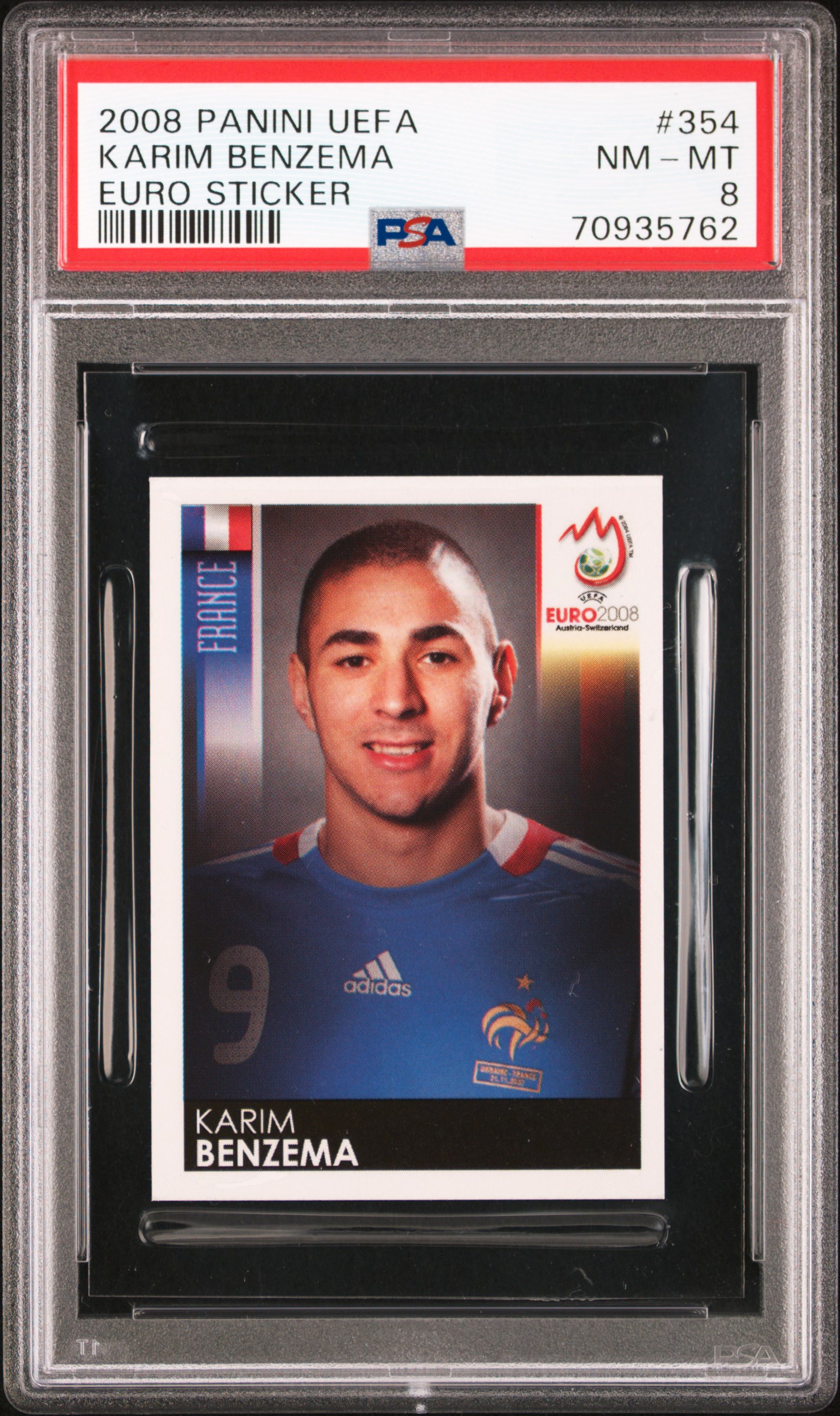 2008-09 Panini UEFA Euro Sticker #354 Karim Benzema - PSA NM-MT 8