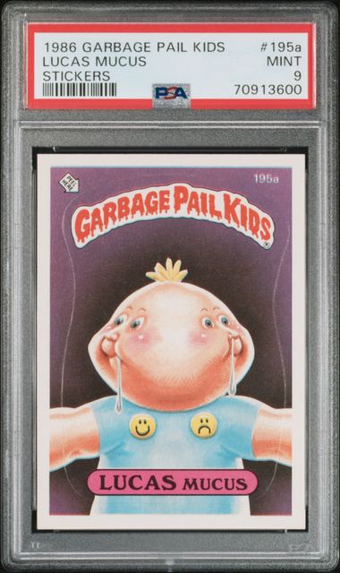 1986 Garbage Pail Kids GARBAGE PAIL KIDS STICKERS STICKERS #195A Lucas Mucus front