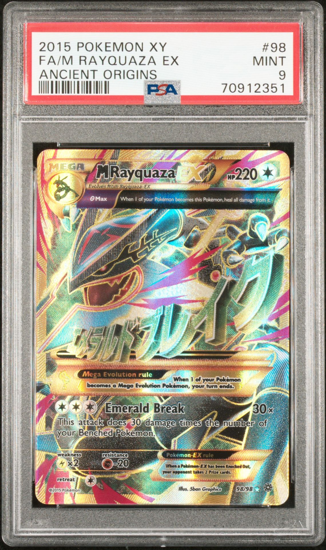 2015 Pokemon XY Ancient Origins #98 FA/M Rayquaza EX front