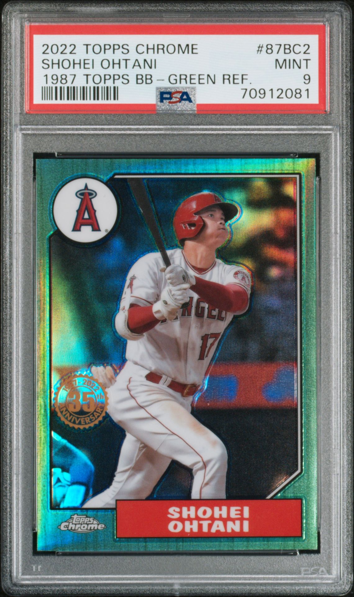 2022 Topps TOPPS CHROME 1987 TOPPS BASEBALL GREEN REF. #87BC2 Shohei Ohtani front