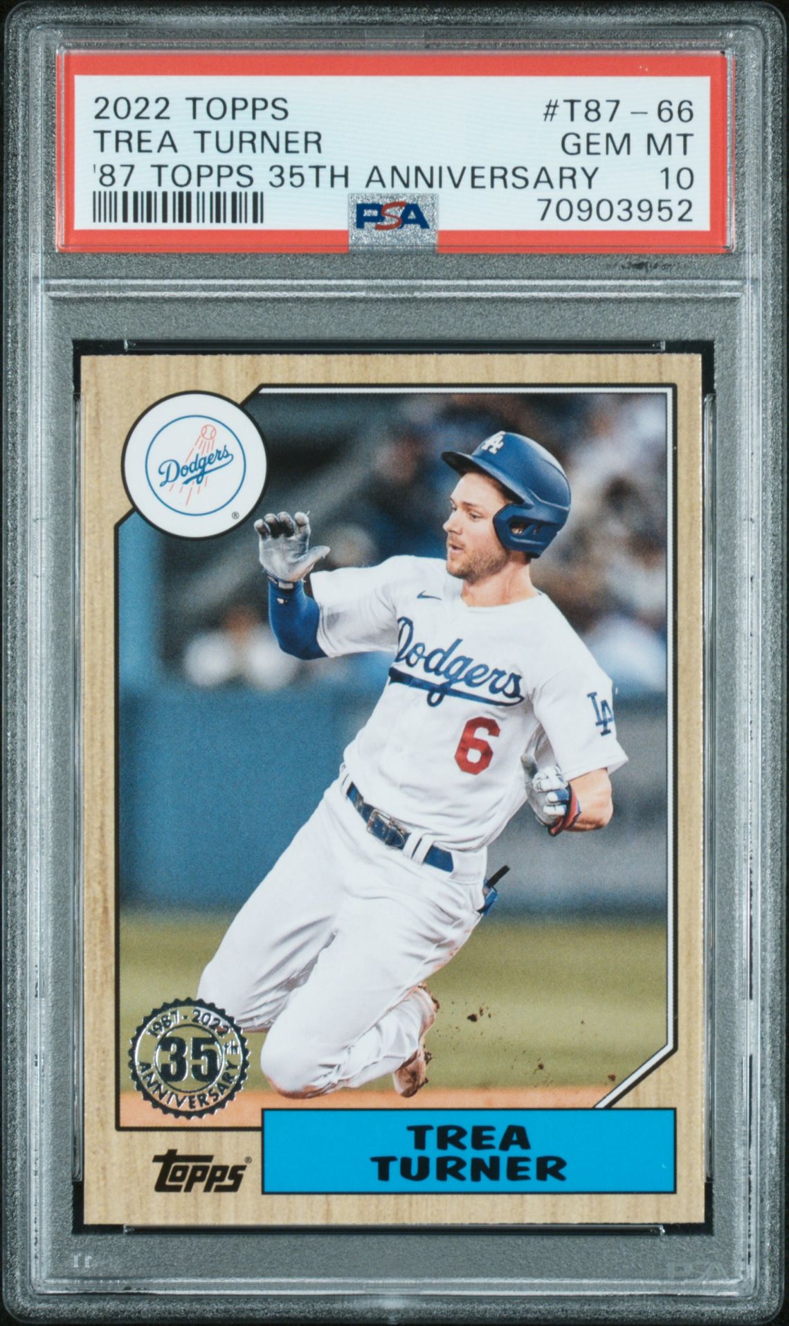 2022 Topps TOPPS 1987 TOPPS BASEBALL 35TH ANNIVERSARY '87 TOPPS 35TH ANNIVERSARY #T87-66 Trea Turner front