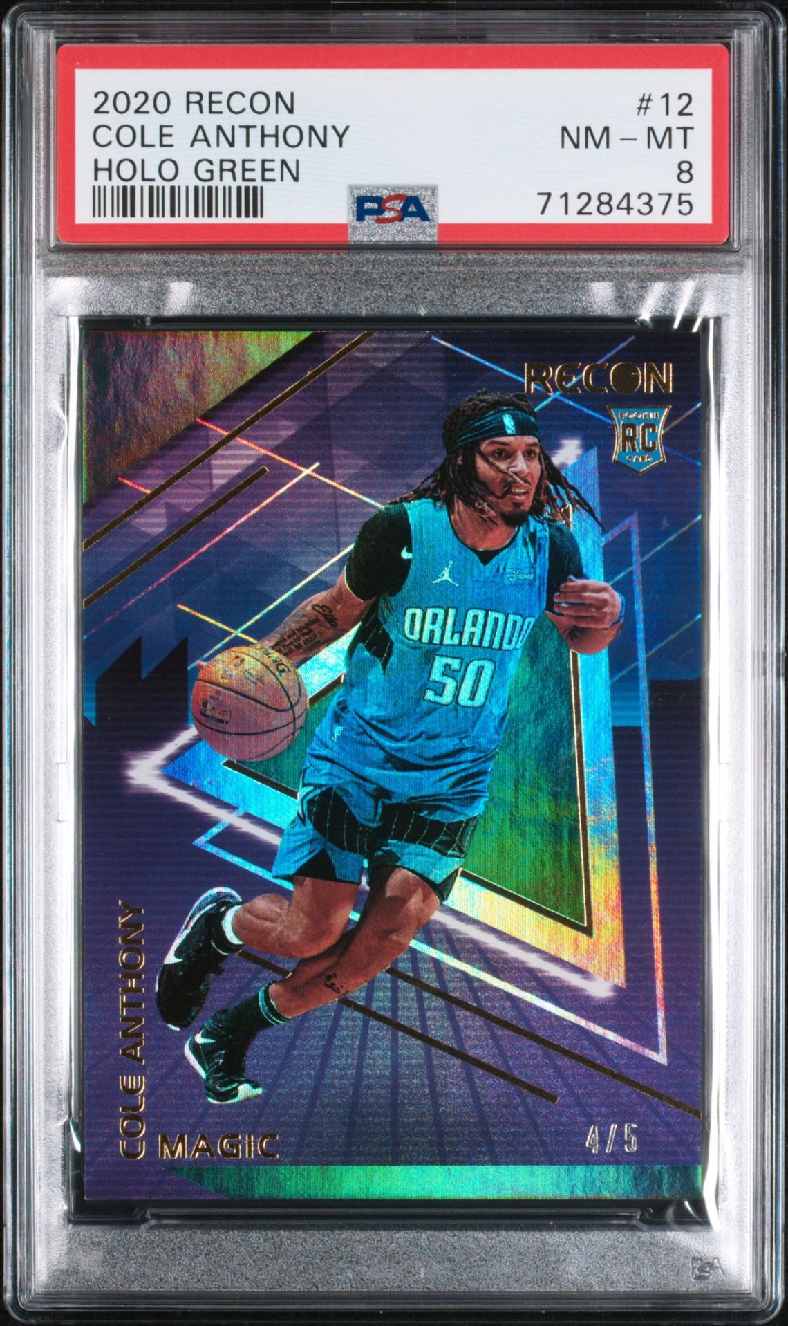 2020 Panini PANINI RECON HOLO GREEN #12 Cole Anthony front