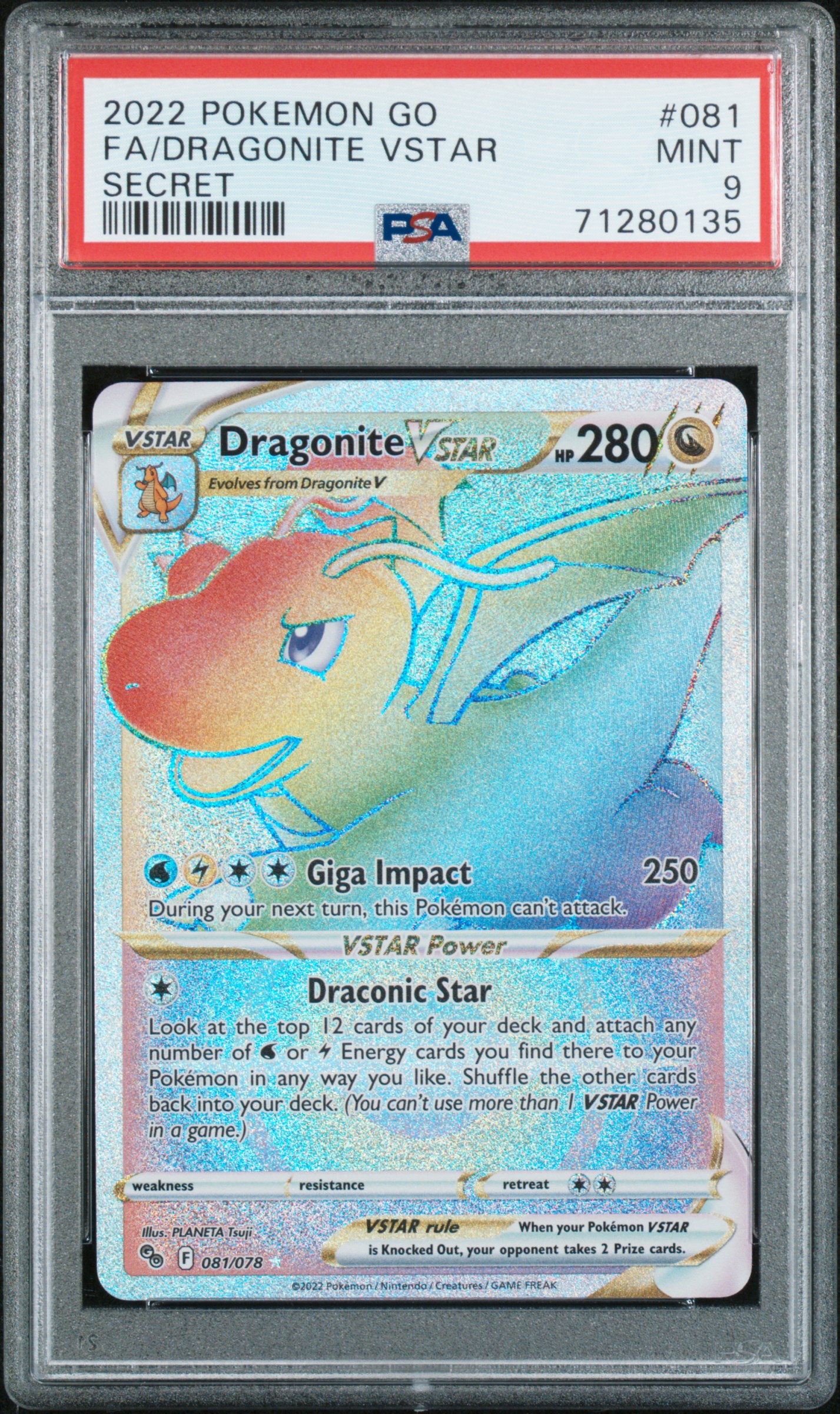 2022 #081 Full Art/Dragonite Vstar PSA 9 Go