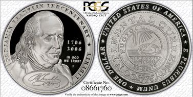 2006-P $1 Franklin-Founding Father PR69DCAM