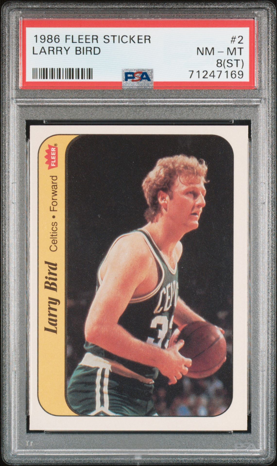 1986 Fleer FLEER STICKER #2 Larry Bird front