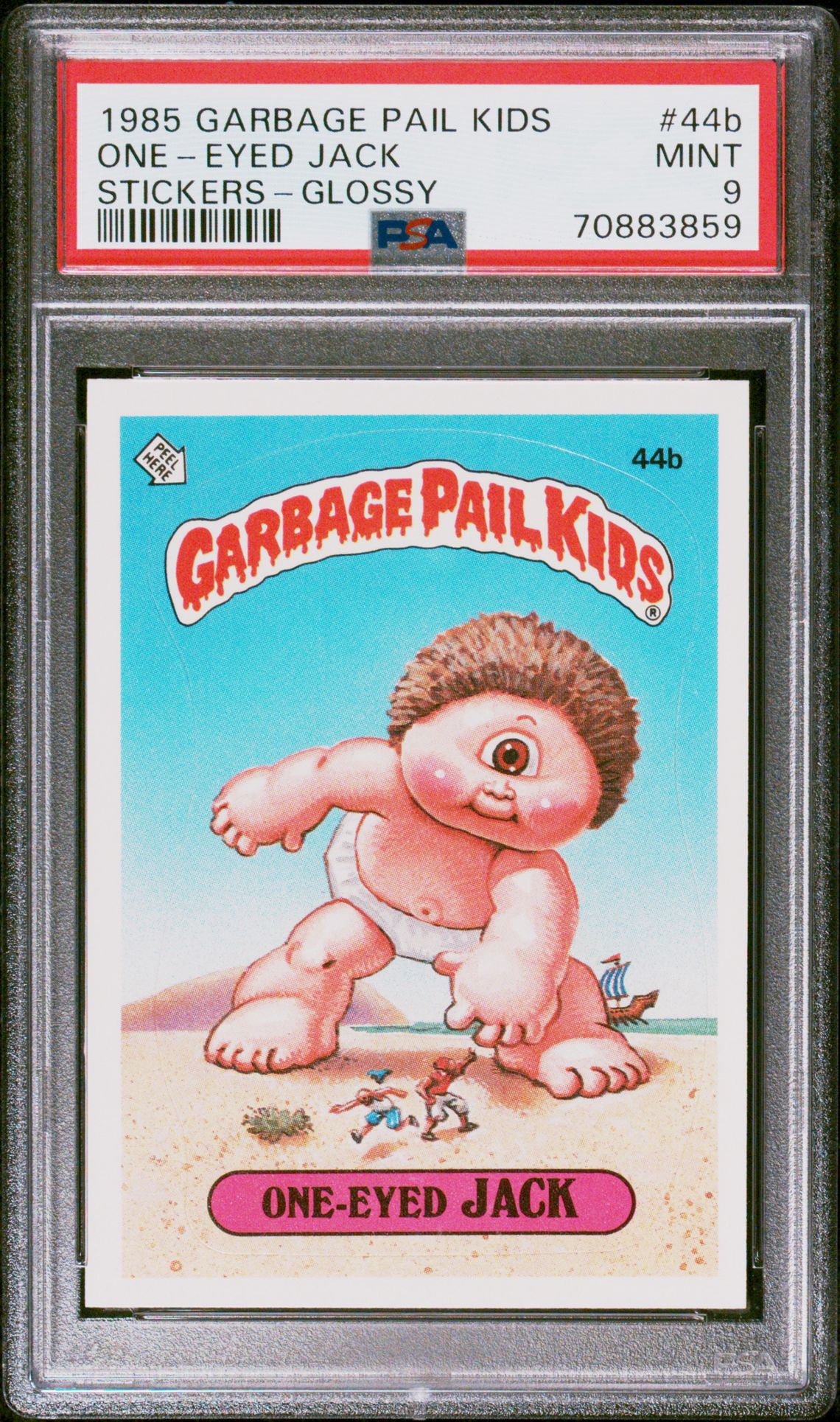 1985 Topps Garbage Pail Kids STICKERS-GLOSSY #44B One-Eyed Jack front