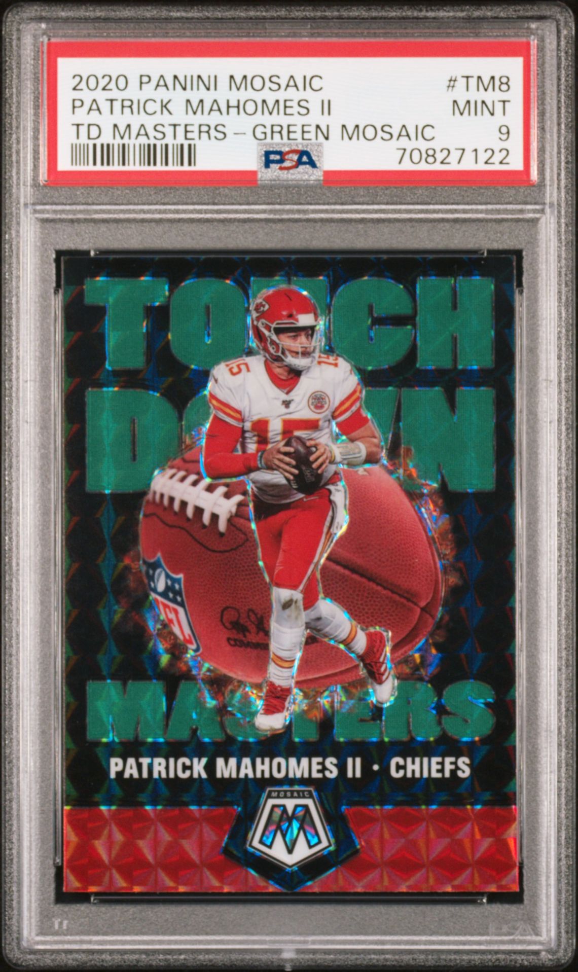 2020 Panini Mosaic Touchdown Masters Patrick Mahomes Ii #Tm8 (Td Masters-Green Mosaic) Mint 9 front