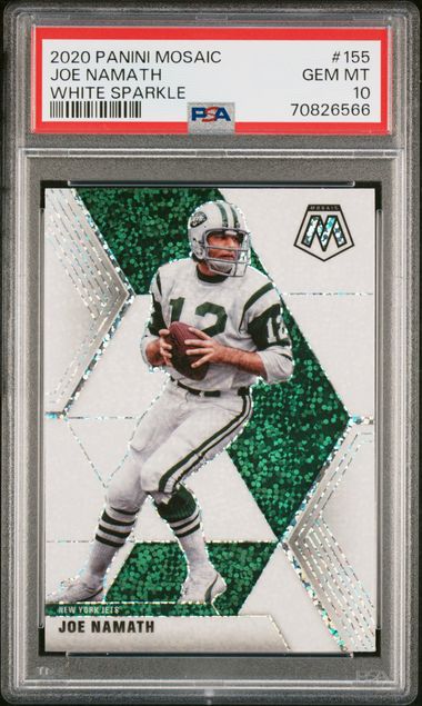 2020 Panini Mosaic White Sparkle #155 Joe Namath – PSA GEM MT 10 on Goldin  Auctions