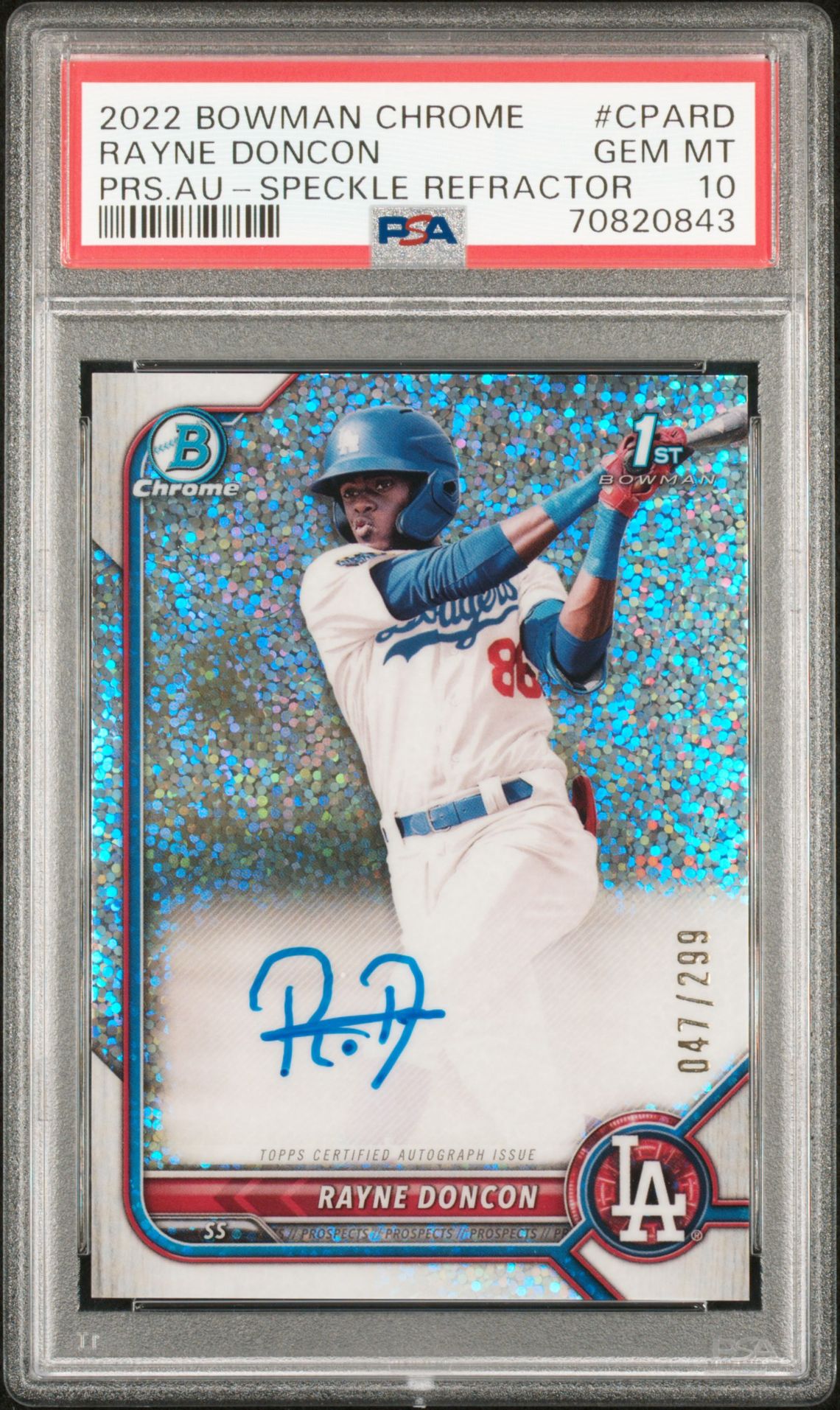2022 Bowman BOWMAN CHROME PROSPECT AUTOGRAPHS Refractor #CPARD Rayne Doncon front