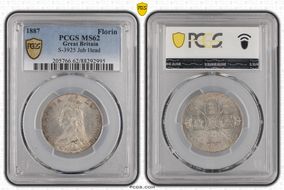 1887 Florin S-3925 Jubilee Head MS62