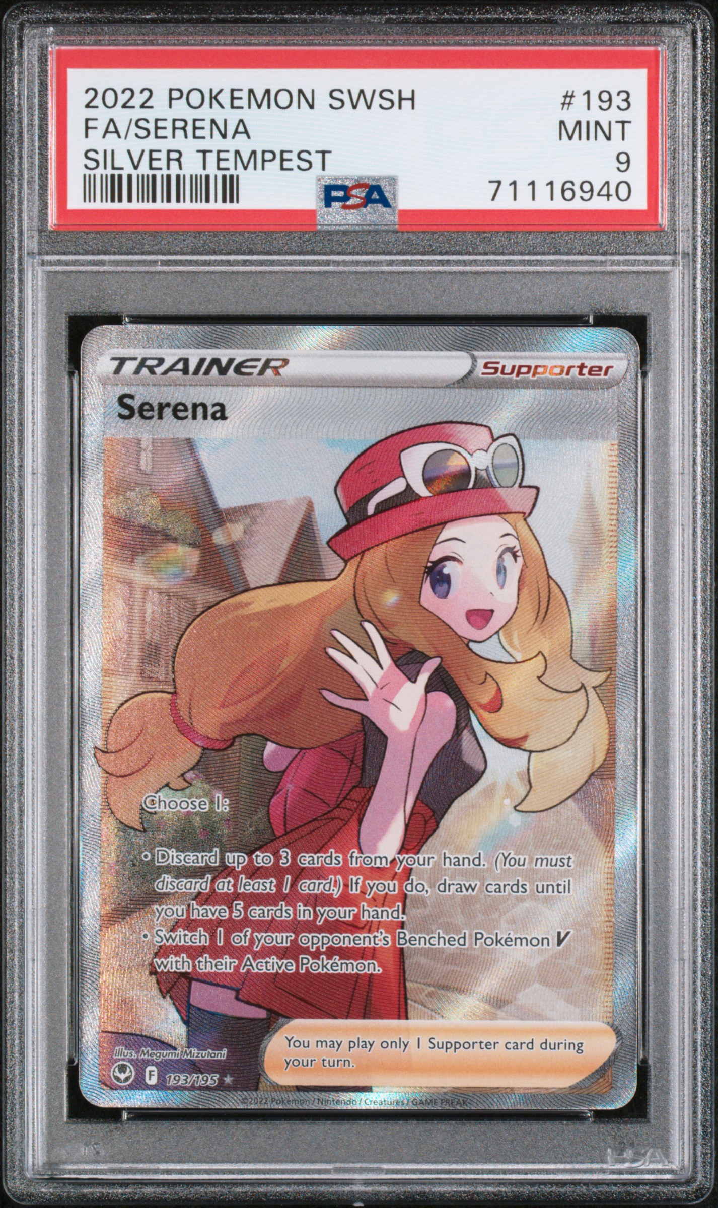 2022 #193 Full Art/Serena PSA 9 Sword & Shield Silver Tempest