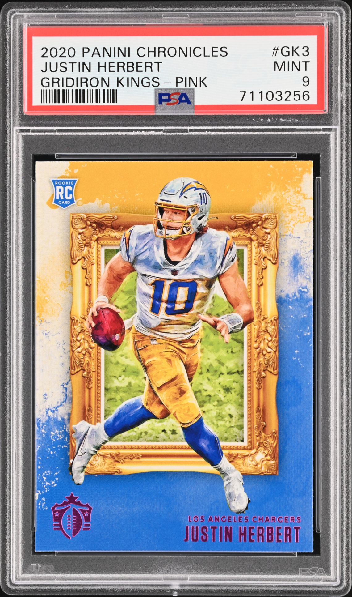 2020 Panini Chronicles Gridiron Kings Justin Herbert #Gk3 (Gridiron Kings-Pink) Mint 9 front