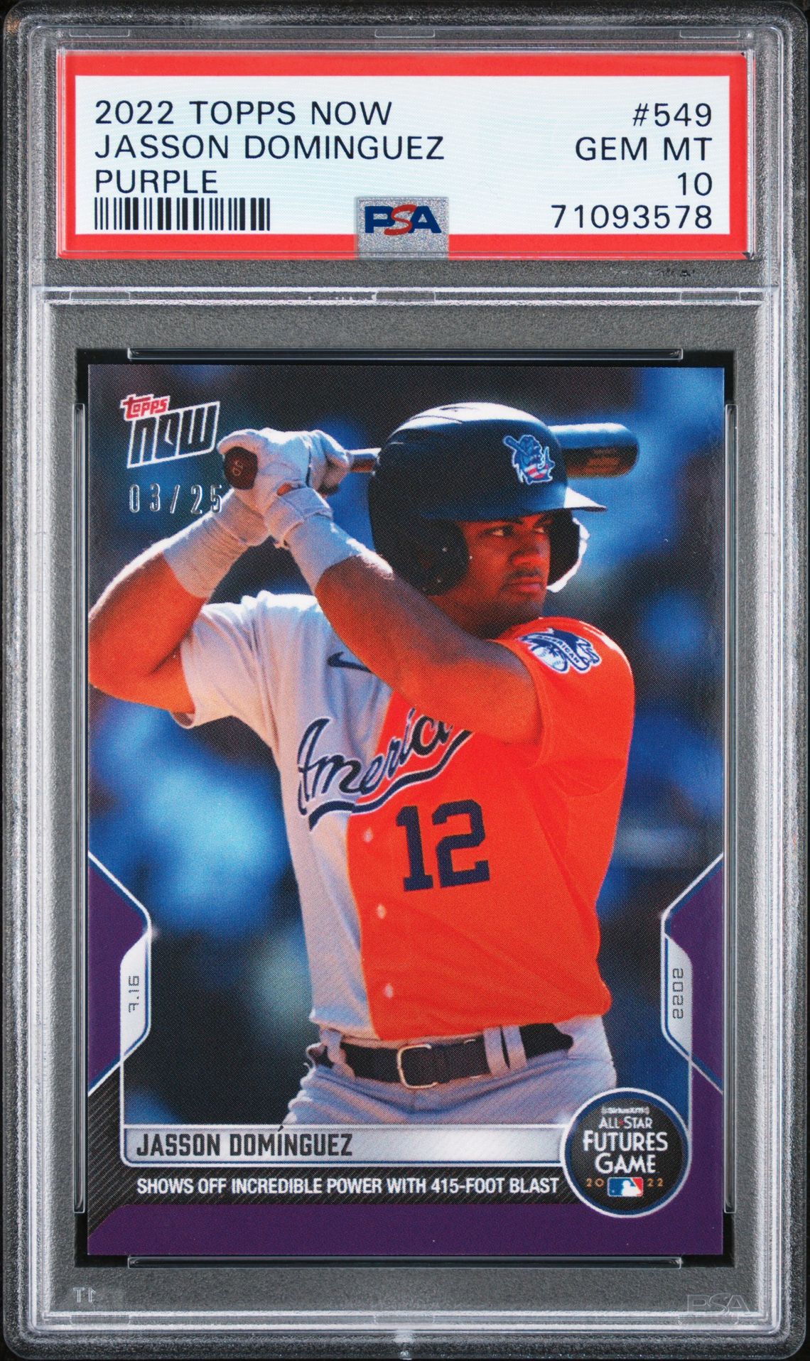 2022 Topps TOPPS NOW PURPLE #549 Jasson Dominguez front