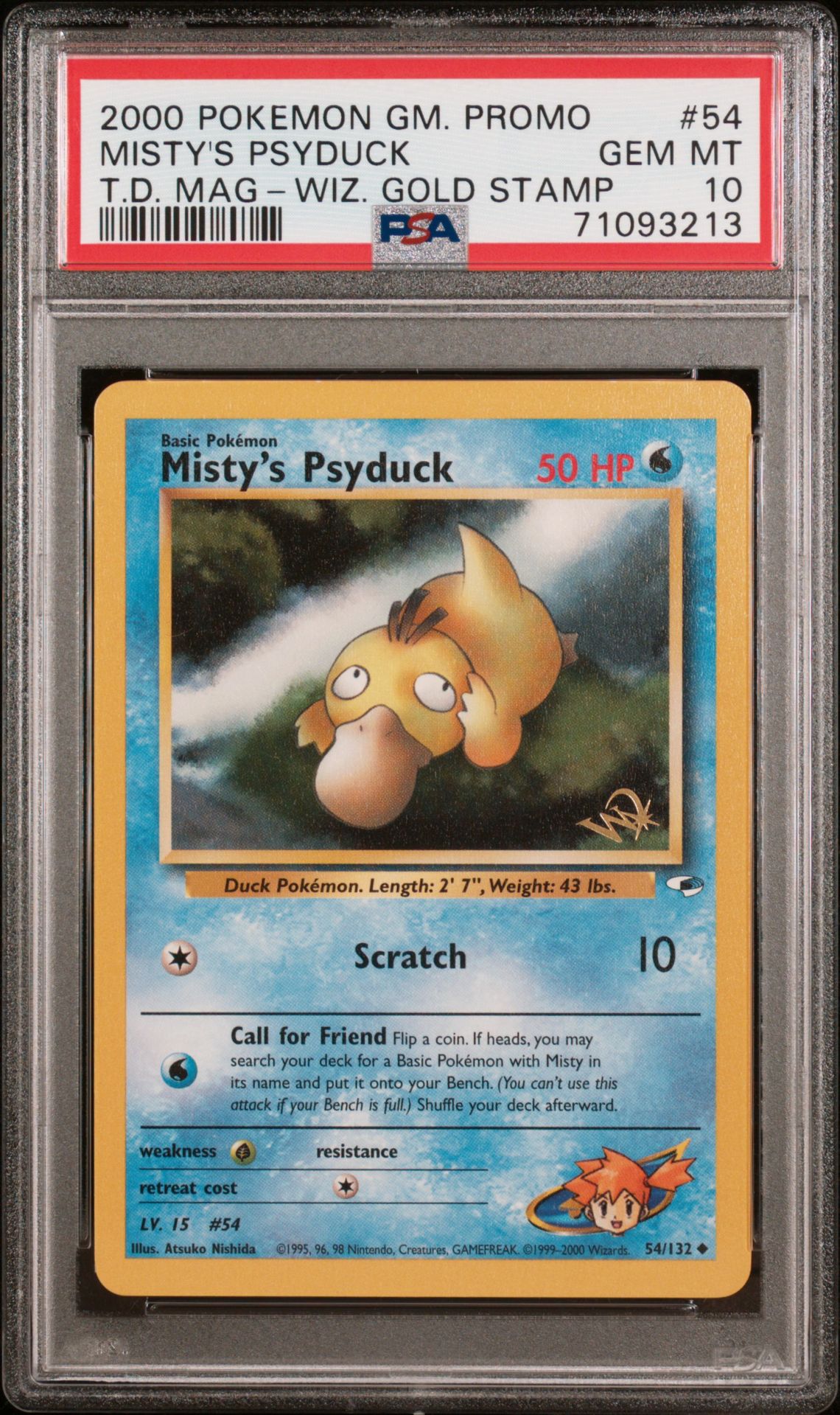 2000 Pokemon POKEMON GAME PROMO TOP DECK MAGAZINE #54 Misty's Psyduck front