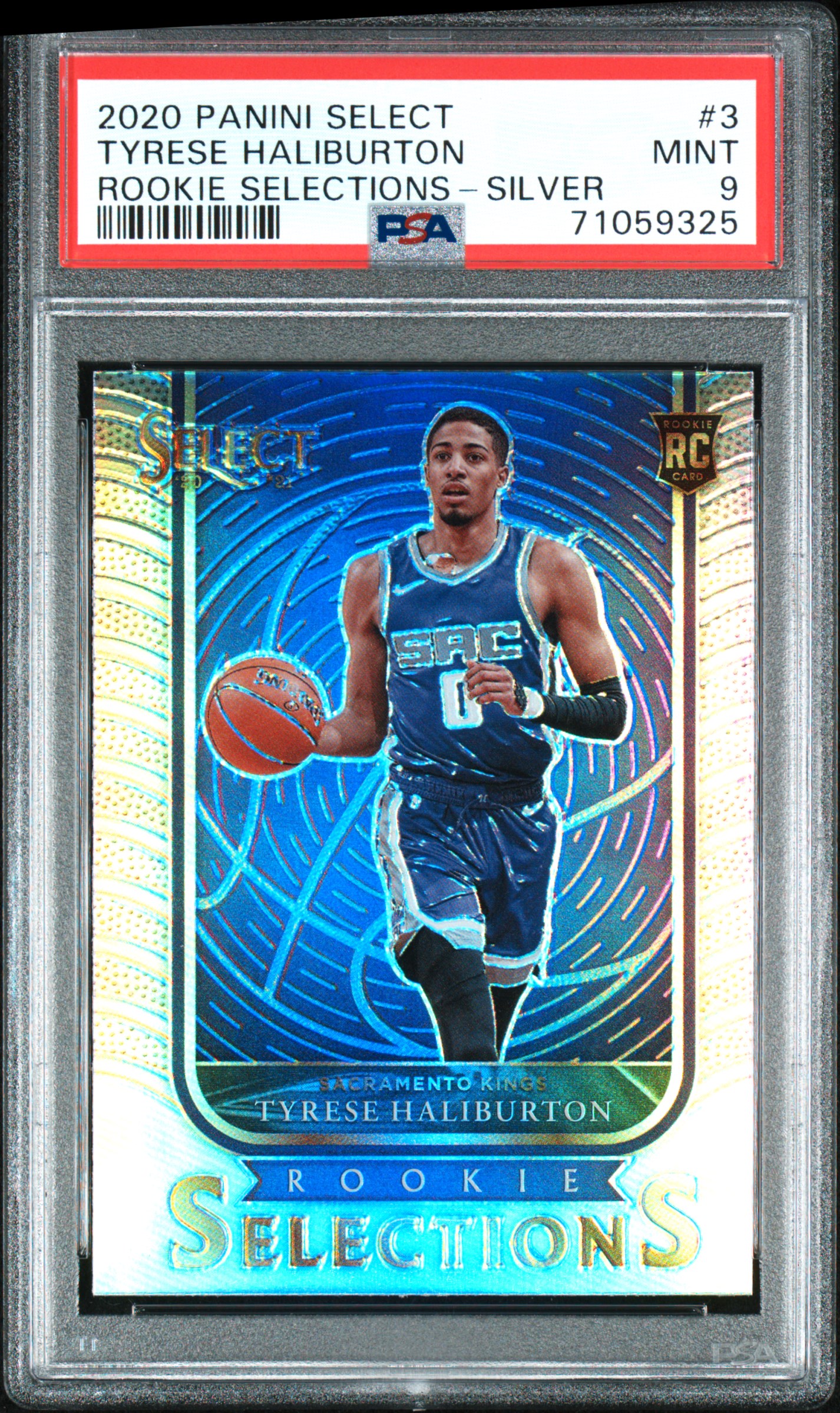 2020 Panini Select Rookie Selections Tyrese Haliburton #3 (Rookie Selections-Silver) Mint 9 front