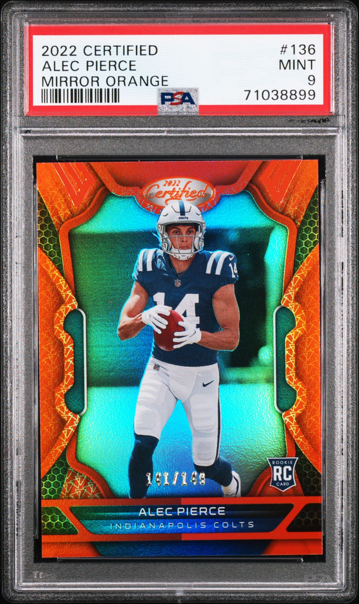 2022 Panini PANINI CERTIFIED MIRROR ORANGE #136 Alec Pierce front