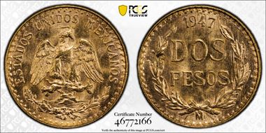 1947-Mo 2 Peso KM-461 MS66
