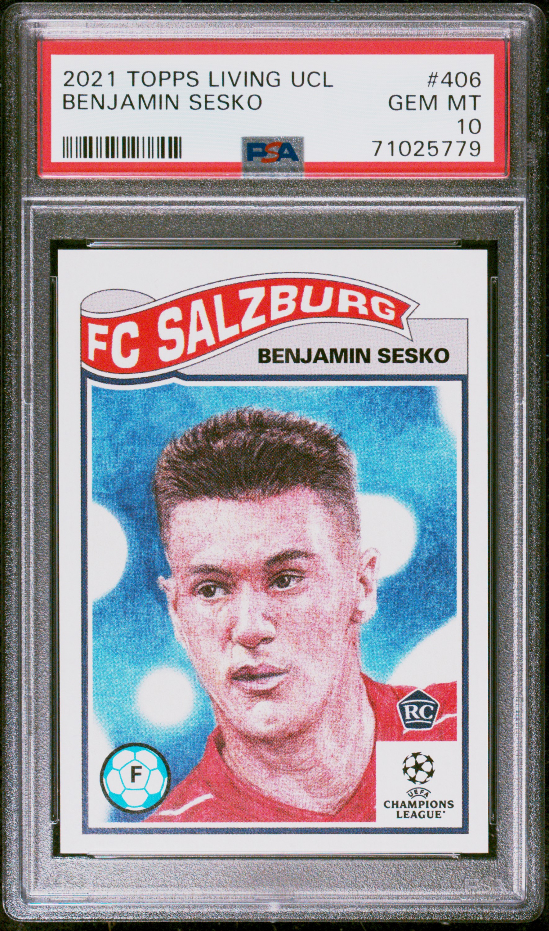 2021 Topps Living UEFA Champions League #406 Benjamin Sesko Rookie Card - PSA GEM MT 10