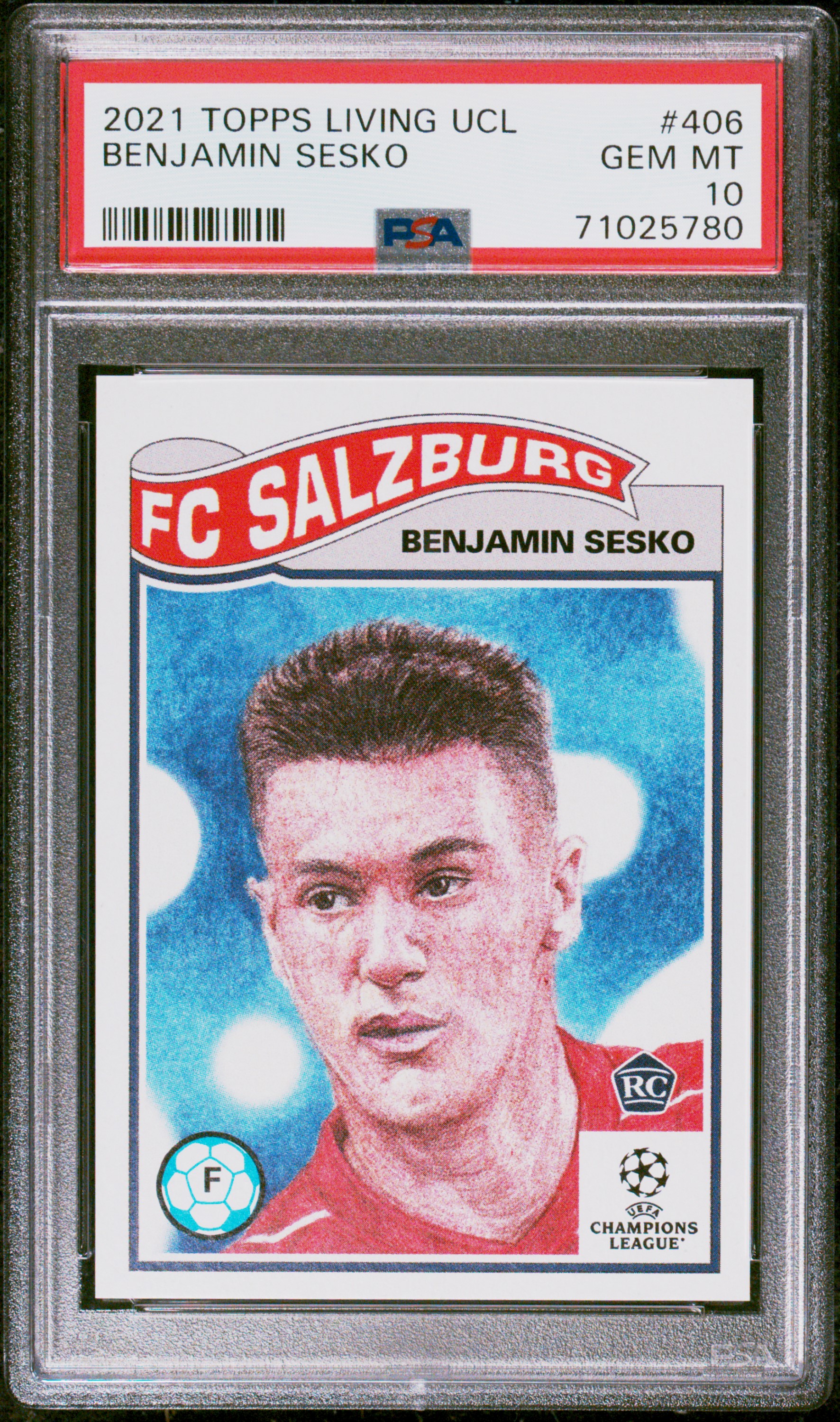 2021-22 Topps Living UEFA Champions League #406 Benjamin Sesko Rookie Card – PSA GEM MT 10