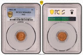 1861-M 1C MS66RD
