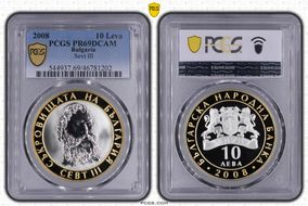 2008 10 Leva Sevt III Select Gilt Ag PR69DCAM