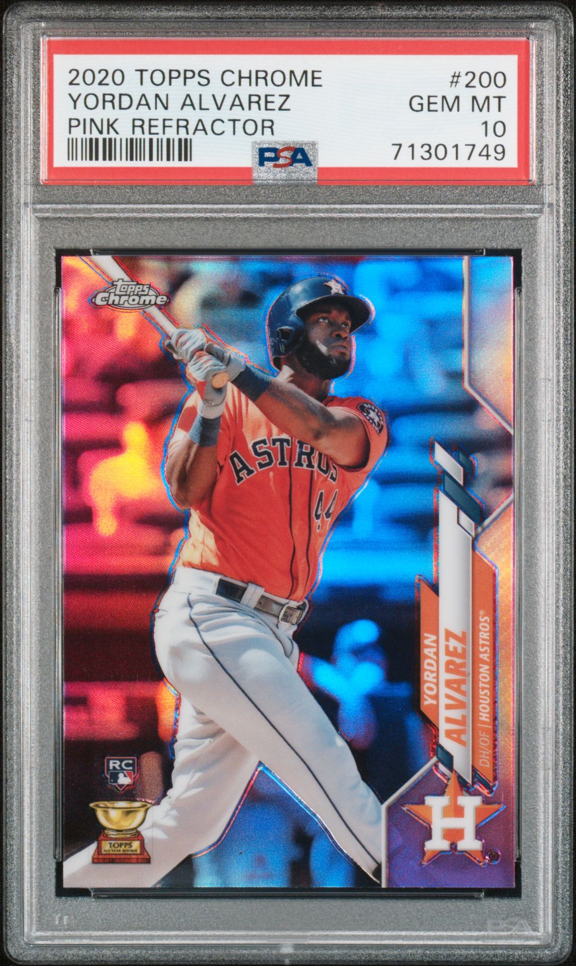 2020 Topps Chrome Yordan Alvarez #200 (Pink Refractor) Gem Mt 10 front