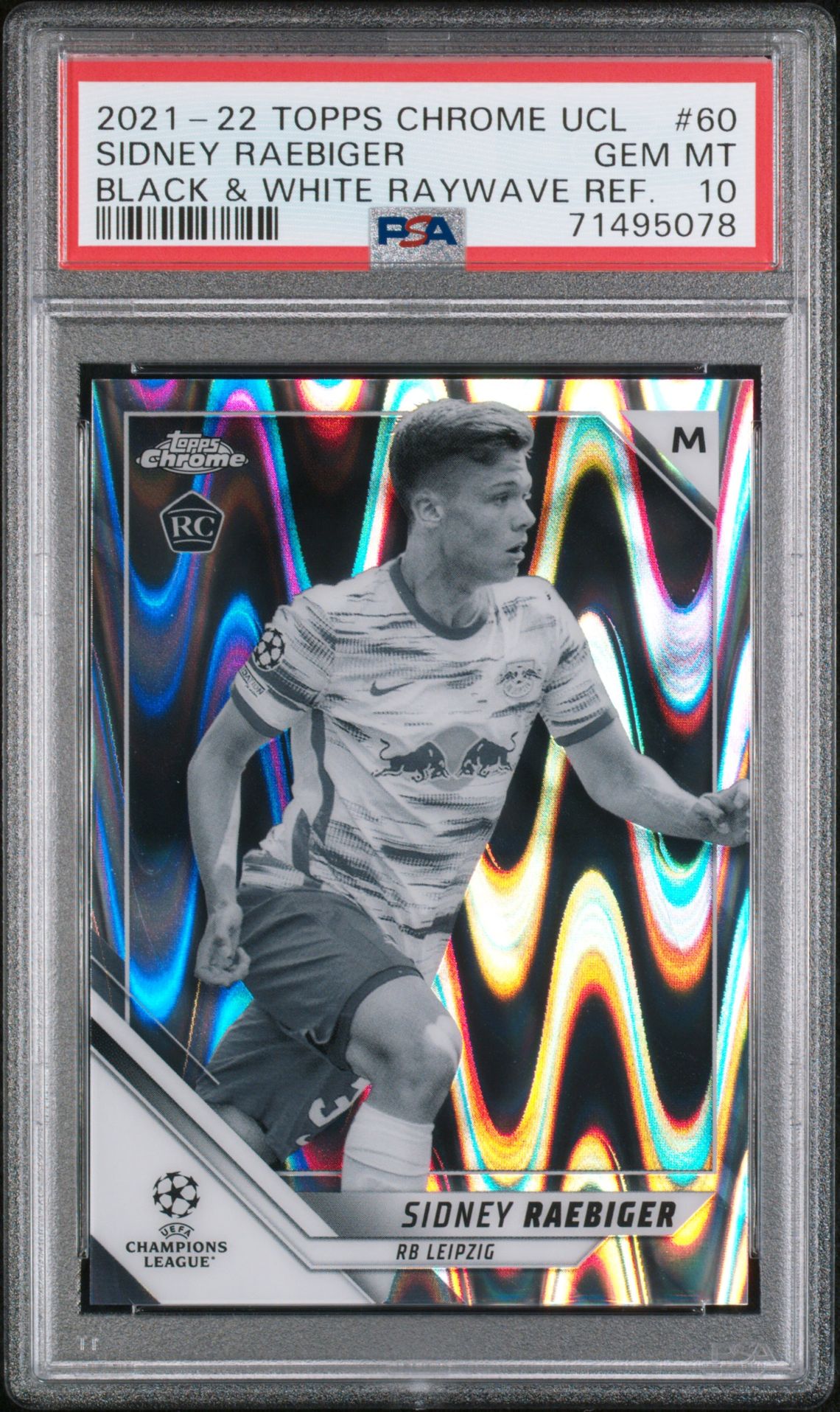 2021 Topps Chrome Uefa Champions League Sidney Raebiger #60 (Black & White Raywave Ref.) Gem Mt 10 front