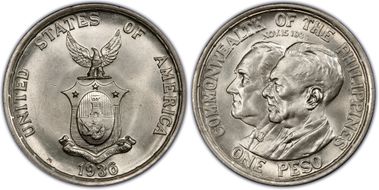 1936-M Peso Roosevelt-Quezon KM-177  Ag MS64