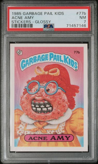 1985 Topps Garbage Pail Kids GLOSSY #77B Acne Amy front