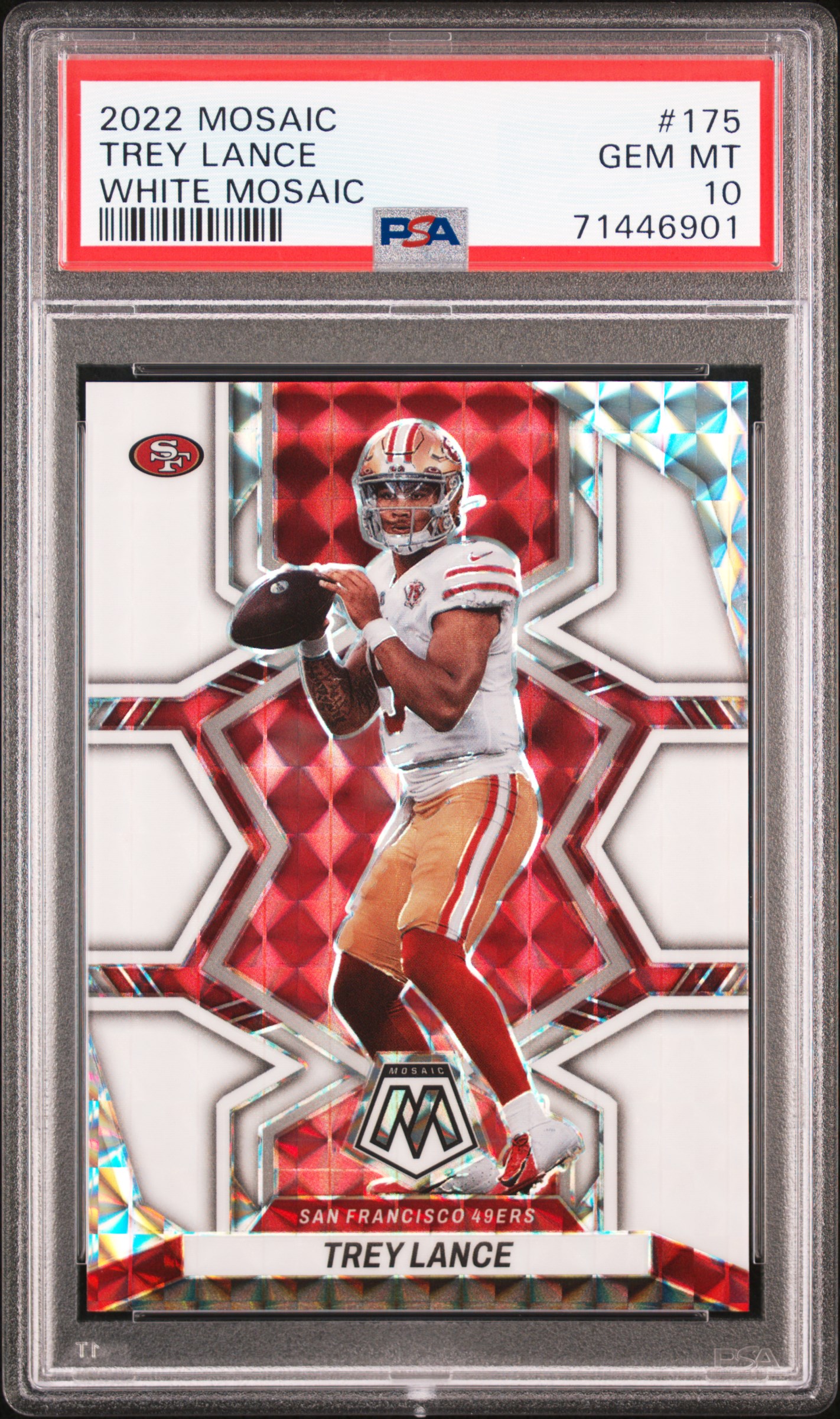 2022 Panini Mosaic White Mosaic #175 Trey Lance (#23/25) - PSA GEM MT 10