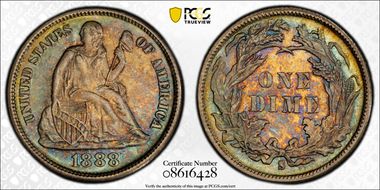 1888-S 10C MS65+