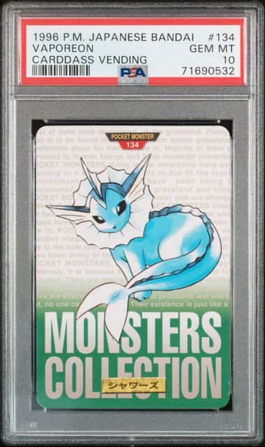 Vaporeon card PSA 10, cert 71690532