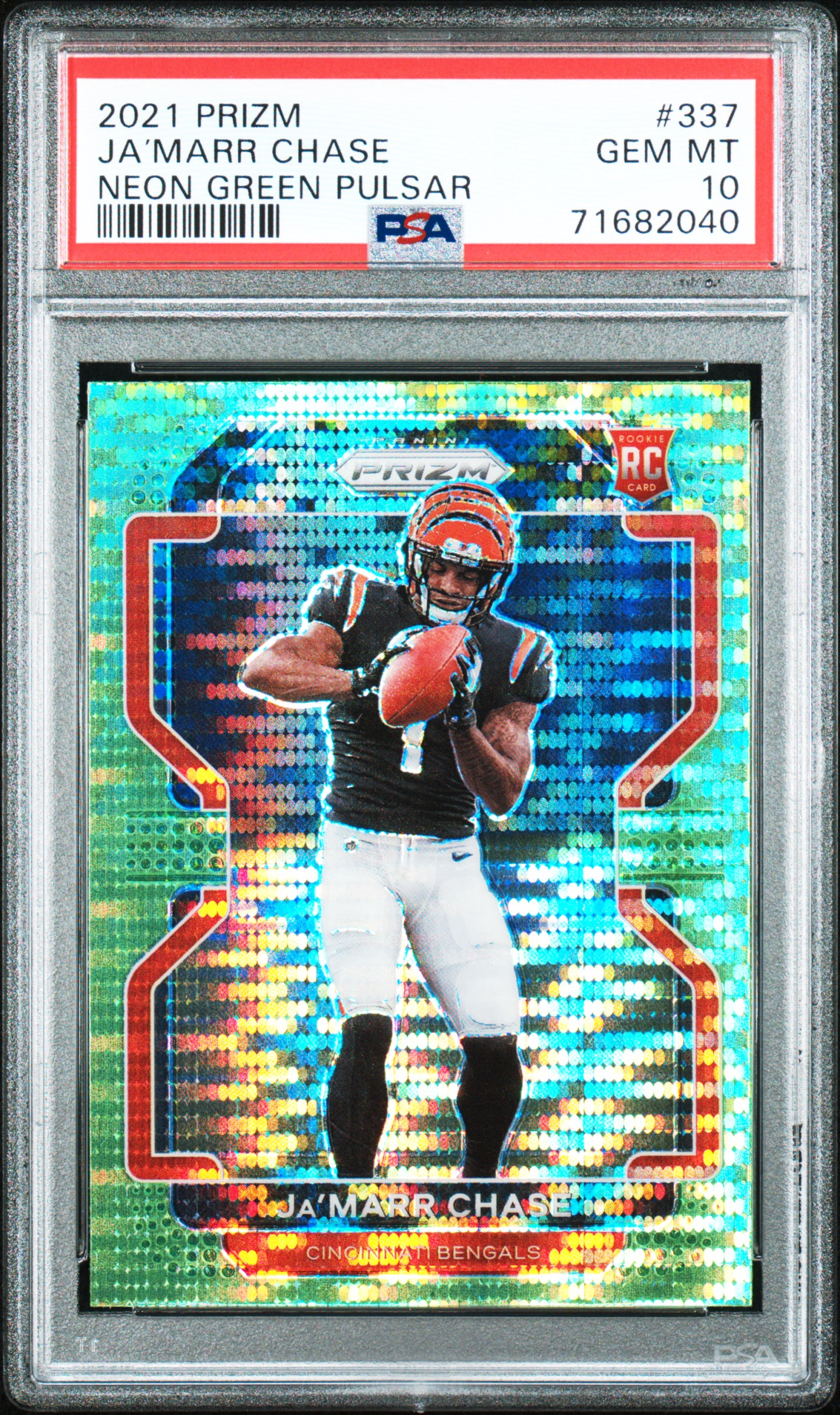 2021 Panini Prizm Ja’marr Chase #337 (Neon Green Pulsar) Gem Mt 10 front